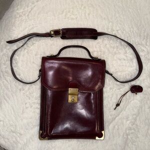 Vintage Sophisticated Burgundy Italian Leather Briefcase for Men